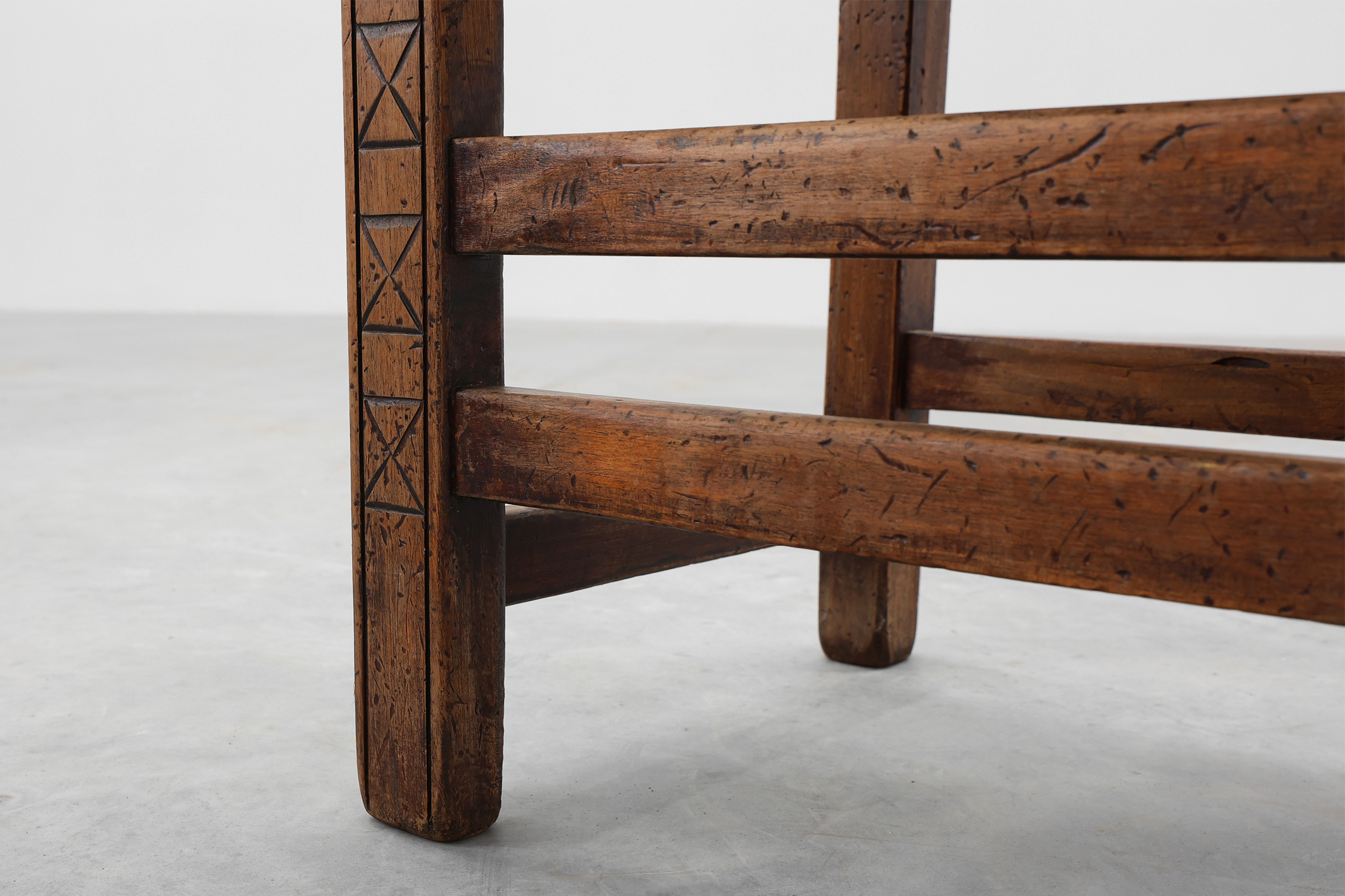 Six 19th Century Spanish Hand-Carved oak Side Chairs with Velour Seatthumbnail